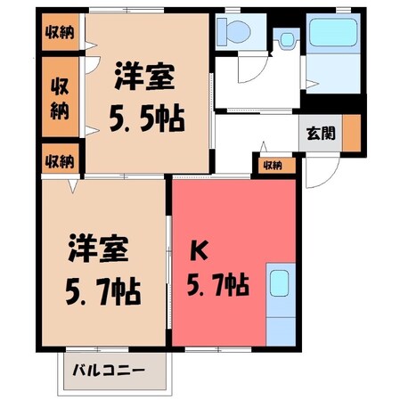 下館駅 徒歩24分 1階の物件間取画像